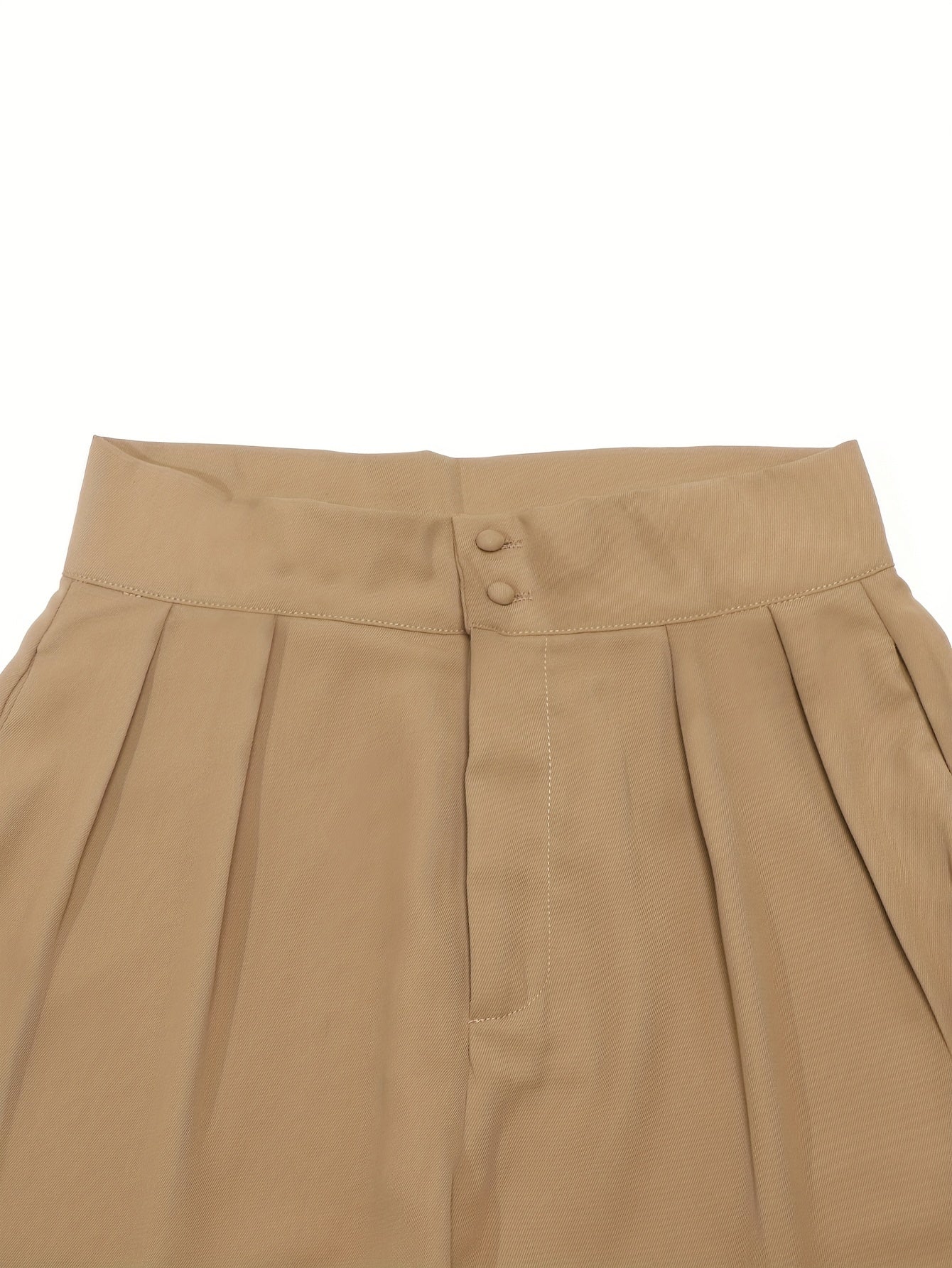 Solid Color Straight Leg Pants, Elegant High Waist Button Front Pants For Work & Office, Women's Clothing