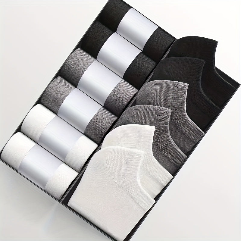 5 Pairs Of Men's Knitted Solid Color Low-cut Socks, Comfy & Breathable Elastic Socks, For Daily Wearing