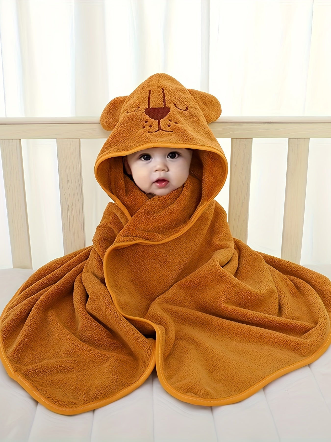 Adorable Animal Design Baby Boy's Soft Hooded Bathrobe - Super Absorbent & Quick-drying Blanket - Suitable For Aged 0-3