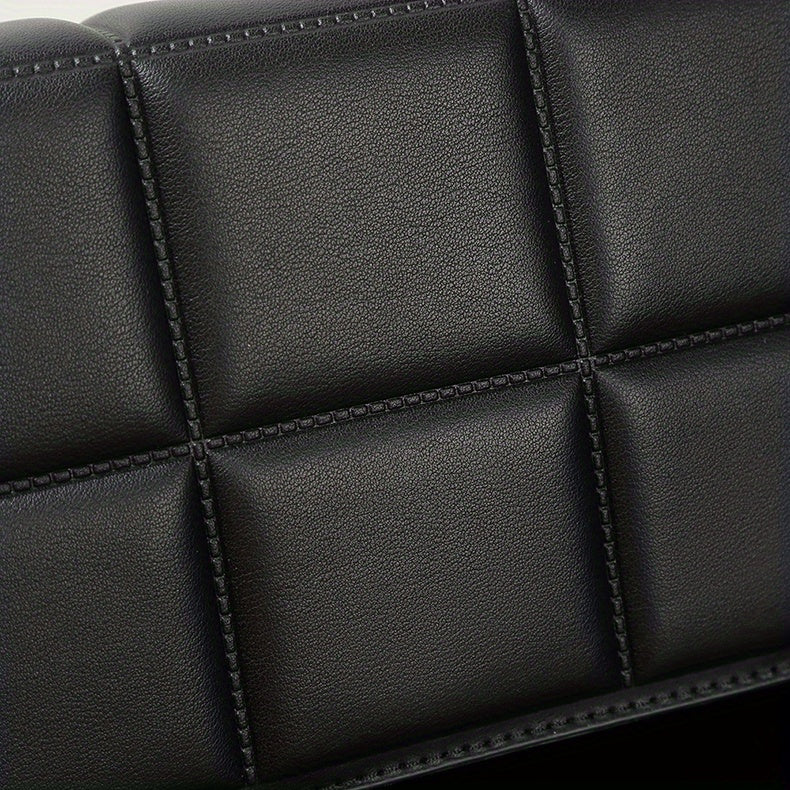 caivektine Men's Stylish Black Crossbody Bag - Adjustable Strap, Quilted Grid Design, Casual Business Shoulder Bag for Everyday Outings, Casual Business Bag Sleek Modern Bag Adjustable Strap Bag, Small Crossbody Bag