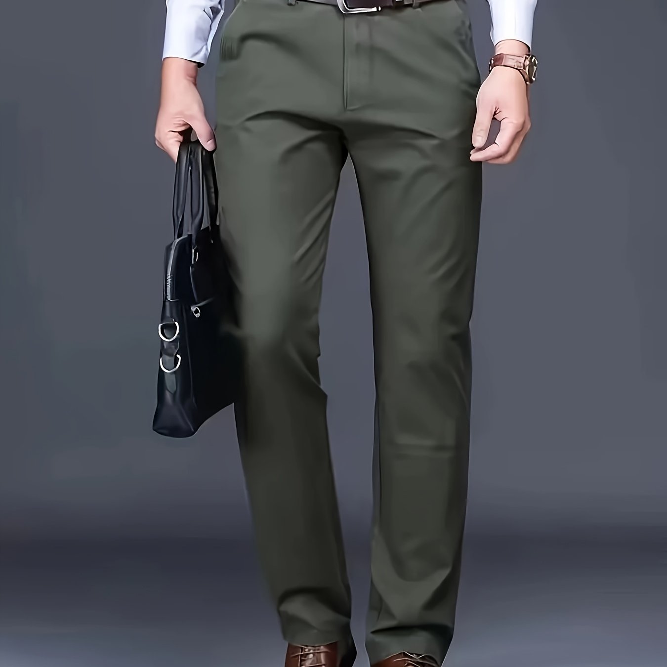 New Casual Formal Pants for Men in Four Seasons, Featuring a Business Style with Trendy Long Trousers. Fashionable And Versatile Men'S Elastic Dress Pants with a Comfortable Classic Design for Casual Wear.
