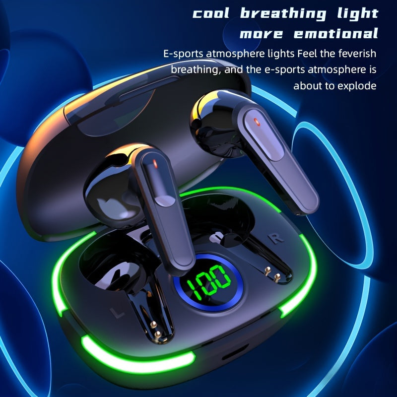 2024 Upgraded Wireless Earbuds with LED Display - Touch Control, In-Ear TWS Headphones for Sports & Gaming, Compatible with iOS/Android, USB Charging Case Included, Non-Waterproof, Plastic Build, Wireless Listening|Stylish In