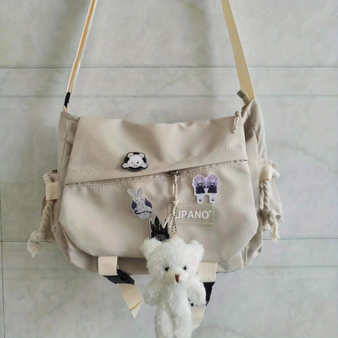 1pc Nylon Handbag Shoulder Bag Large Capacity Messenger Bag, Men's Messenger Bag Student School Bag