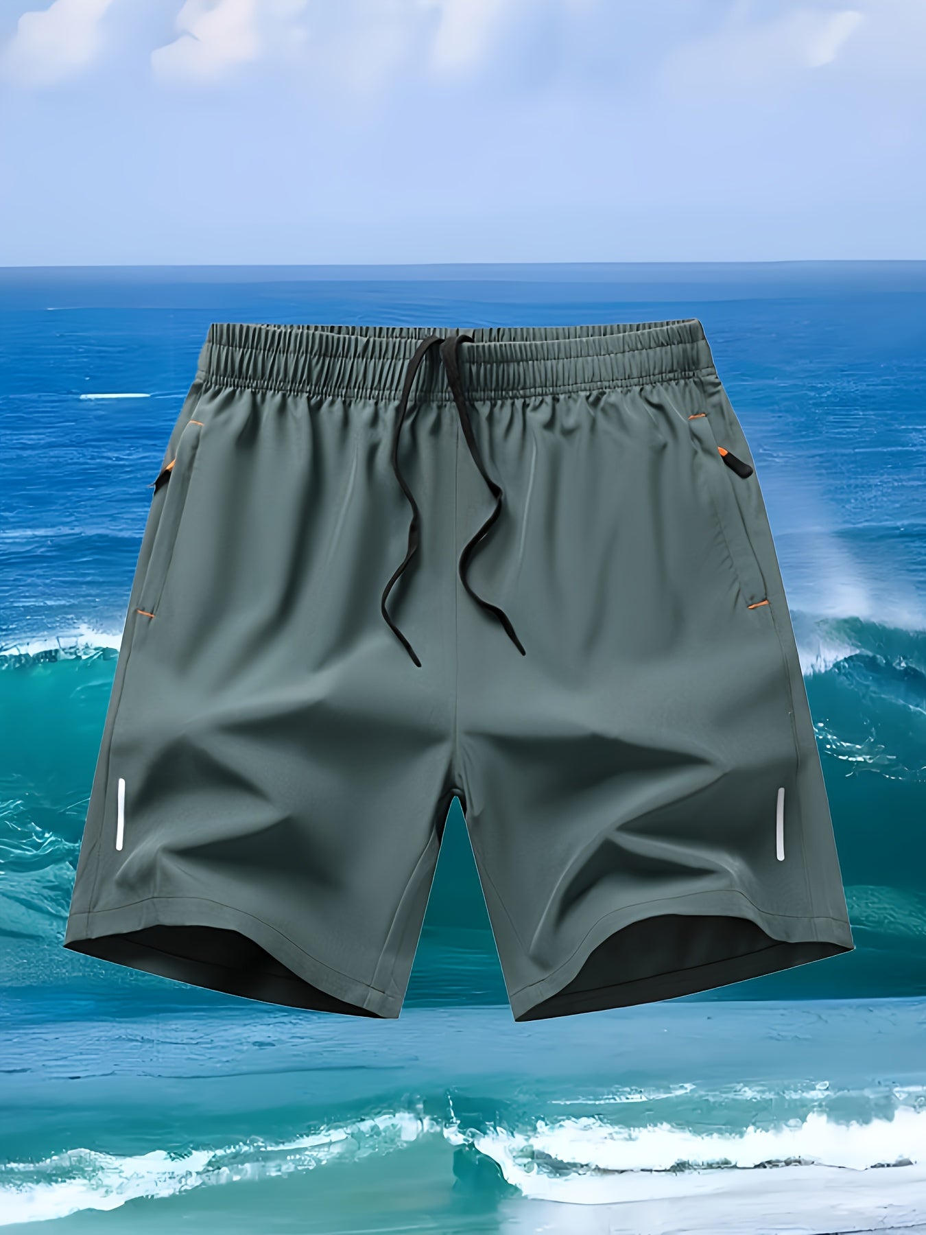 Men'S Ice Sliky Fiber Fabric Running Shorts - Breathable, Wrinkle-Resistant Athletic Shorts with Drawstring Waist & Zipper Pockets for Gym, Tennis, Skateboarding, Yoga, Gym Shorts, Yoga Apparel, Sporty Style, Antislip Constru