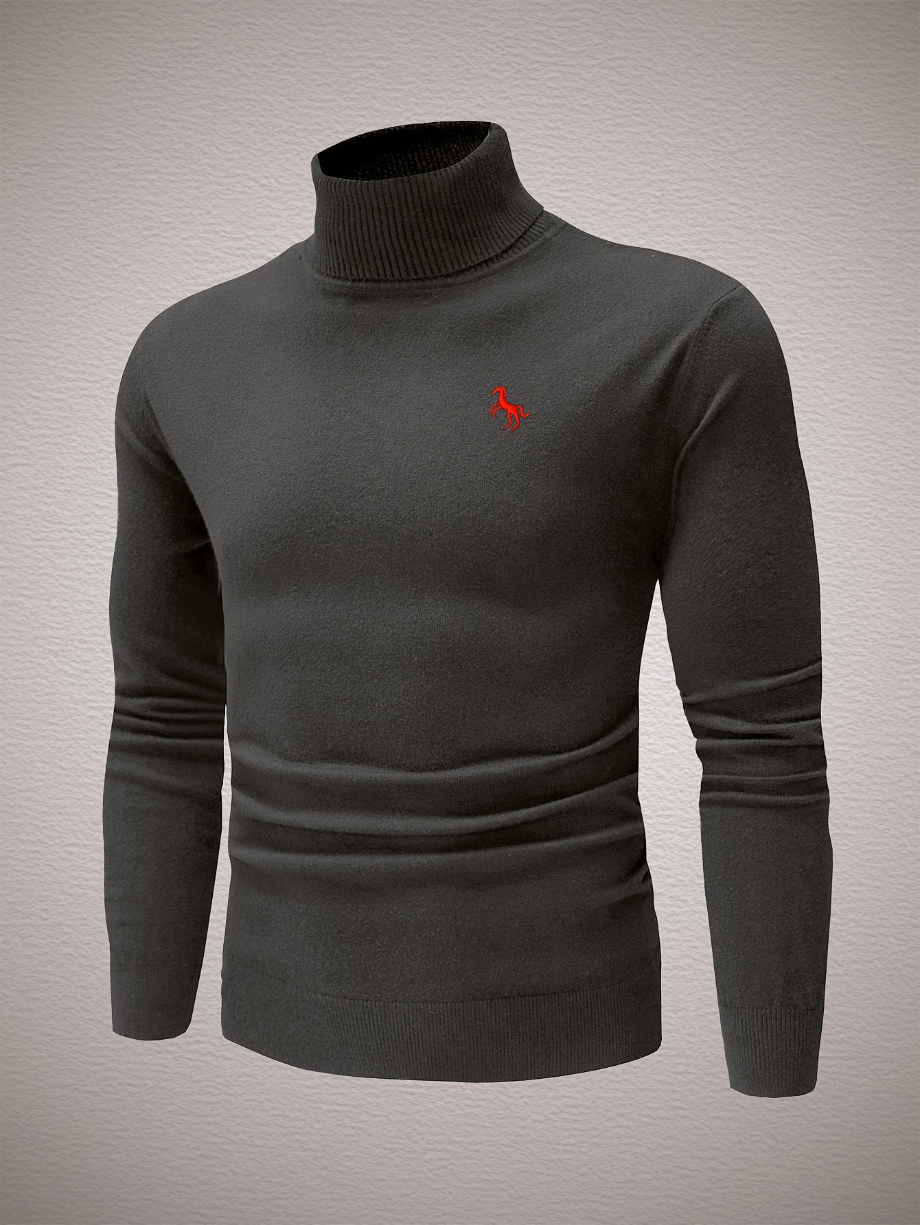 Men's Slim Fit High-Neck Knitted Pullover Sweater for Fall/Winter