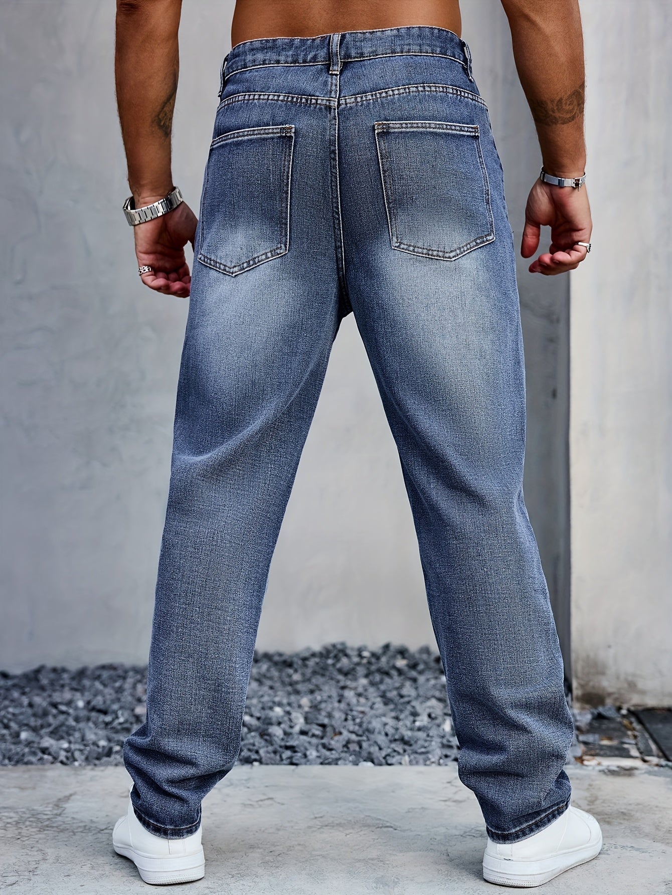 Men's Casual Denim Jeans, 80% 14.0% Viscose 5.0% Polyester 1.0% Modal Blend, Solid Color, Non-Stretch Fabric, Regular Fit, All-Season, Washed Finish, Woven - Multiple Sizes Available, Casual Wear Jeans|Versatile Jeans| Blend