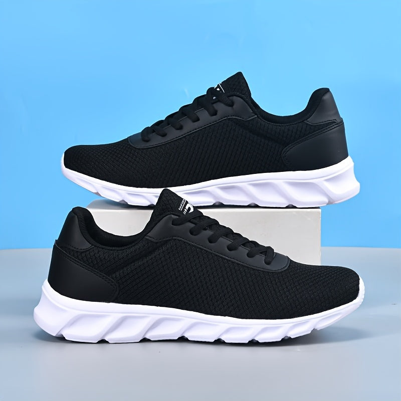 Breathable Mesh Sneakers in Navy Blue with Orange Accents, Comfortable Sole Running Shoes for Spring/Summer