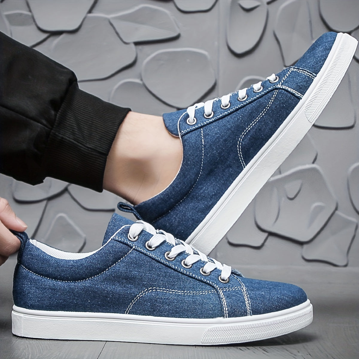 Men's Canvas Skate Shoes, Casual Outdoor Non-slip Lace-up Walking Sneakers, Flat Shoes