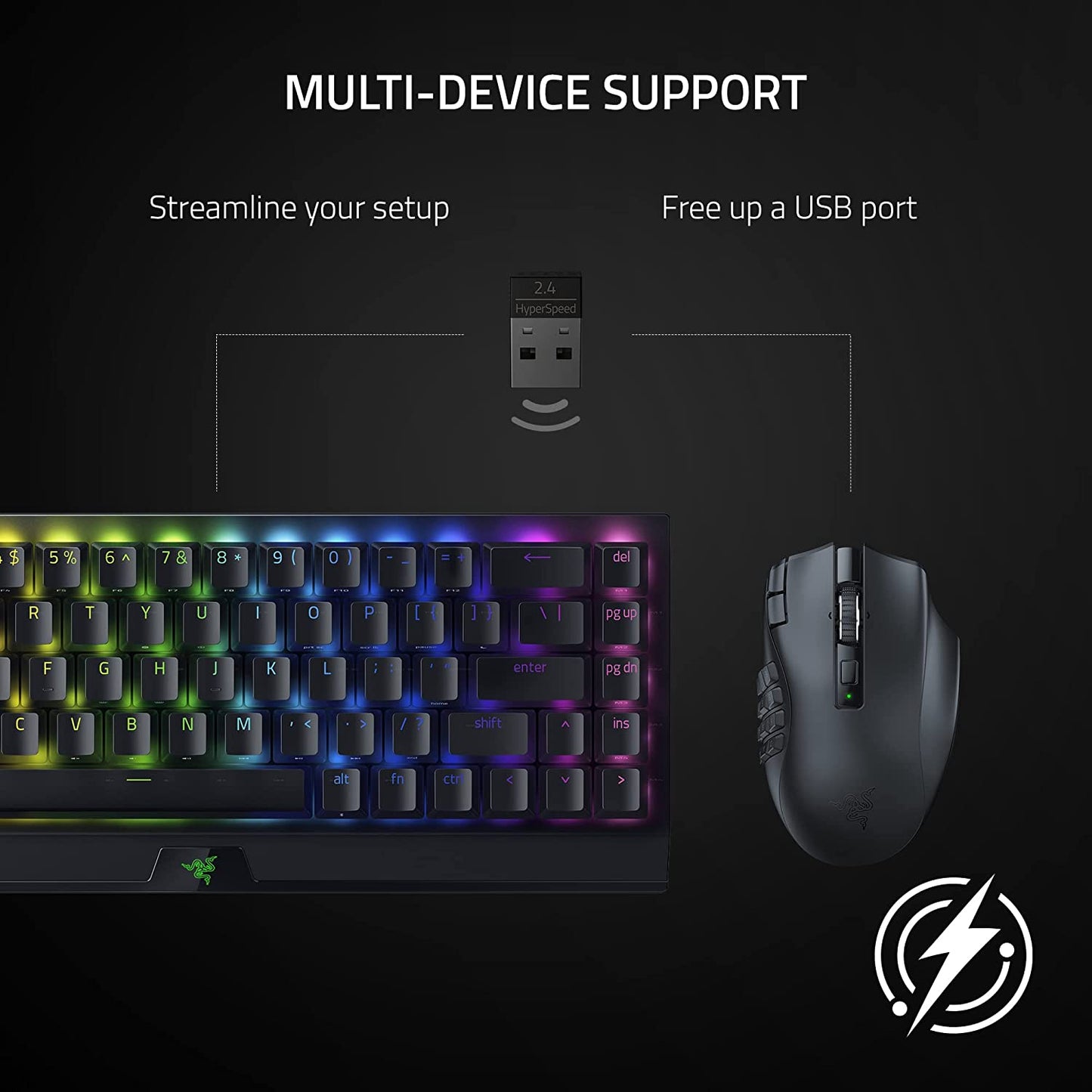 Razer Naga V2 Hyperspeed Wireless MMO Gaming Mouse: 19 Programmable Buttons - Hyperscroll Technology - Focus Pro 30K Optical Sensor - Mechanical Mouse Switches Gen-2 - up to 400 Hr Battery Life