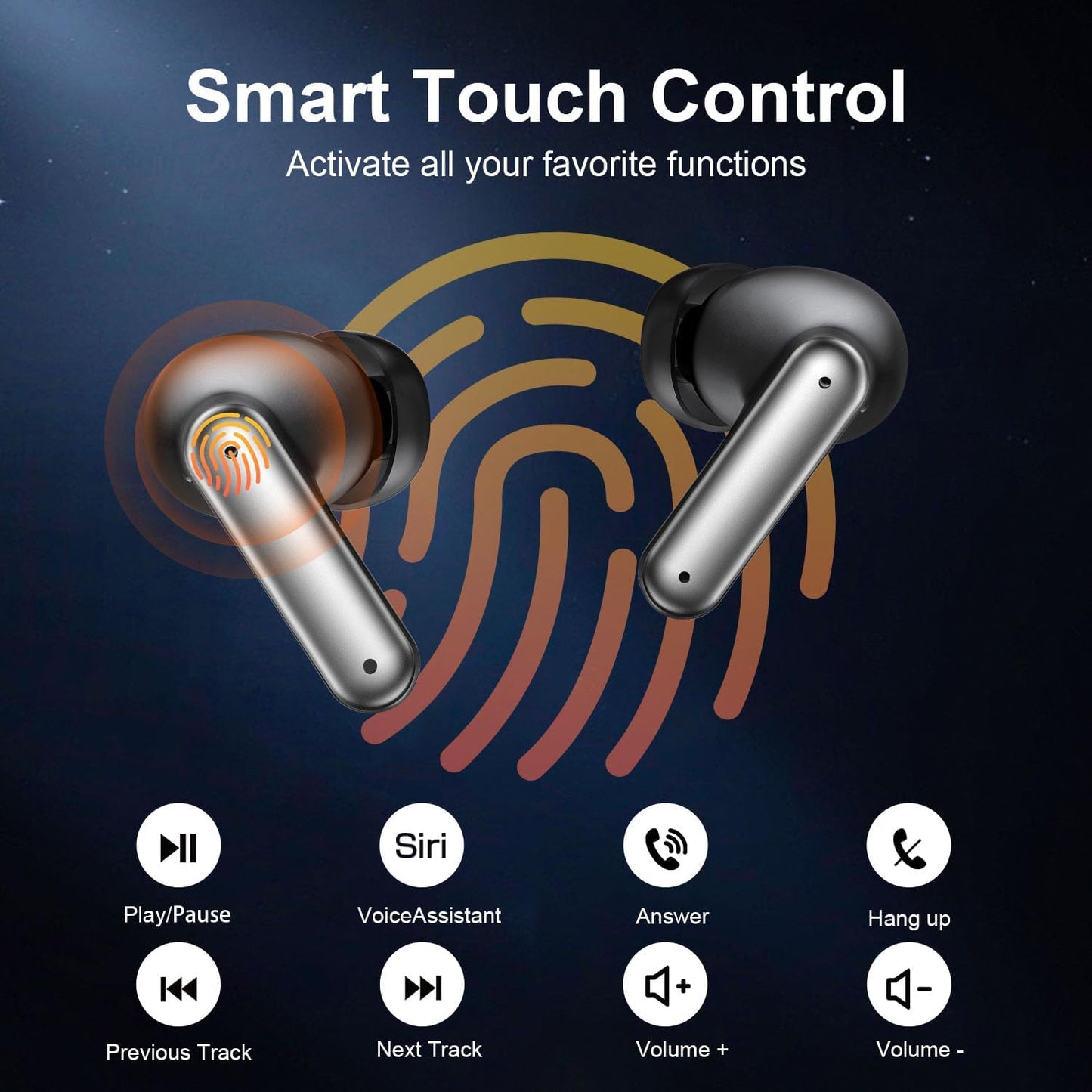 ZIUTY Wireless Earbuds, Ear Buds Bluetooth V5.3 Headphones 50H Playtime with LED Digital Display Charge Case, IPX5 Waterproof Earphones with Mic for Iphone Android Phone Computer Laptop - Star Gray