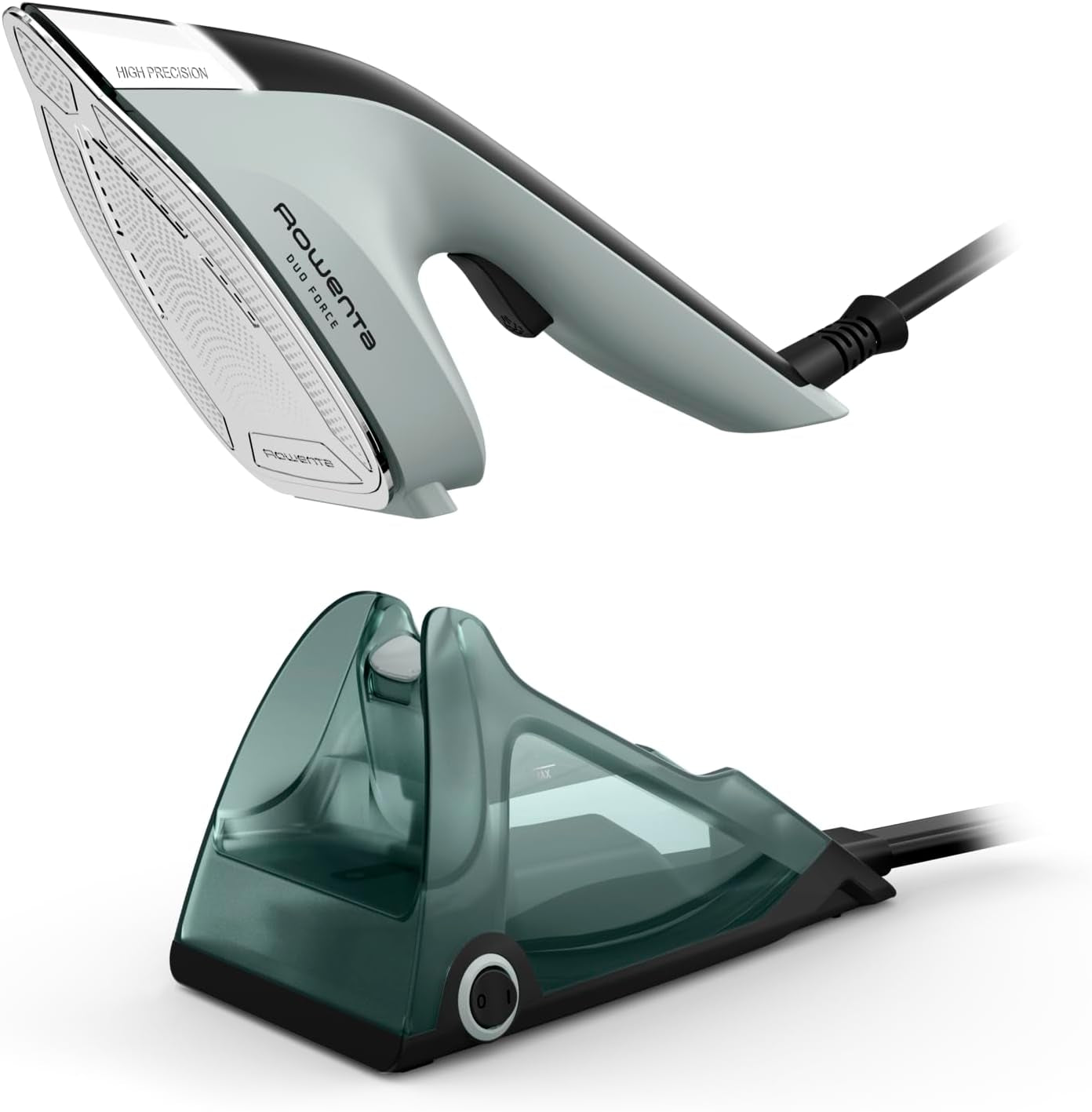 Rowenta Iron Steamer for Clothes, Stainless Steel Soleplate, Iron with Retractable Cord, Black, DW2459