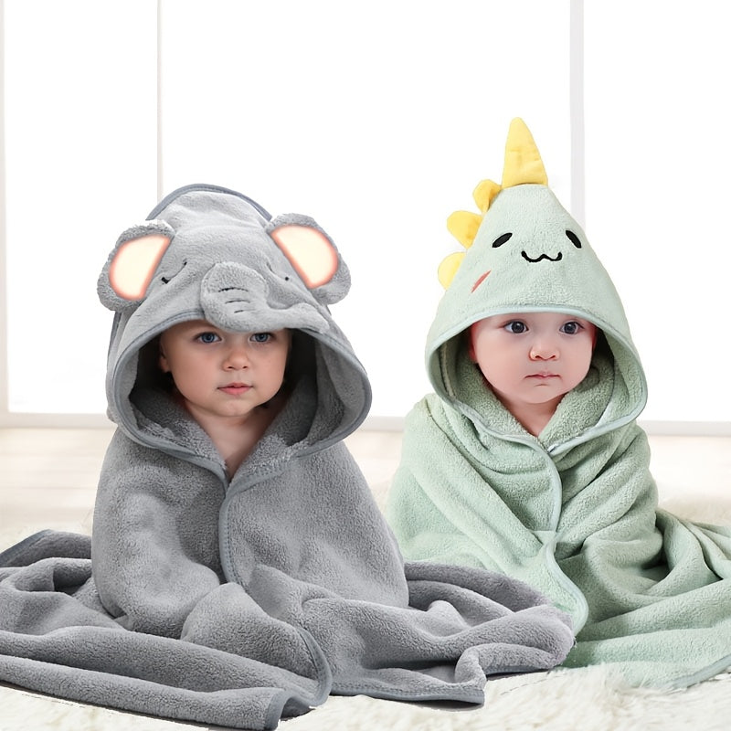 2-Pack Cartoon Animal Poncho Bathrobe, Hooded Towel Wrap, Super Absorbent Microfiber, Knit Fabric, Machine Washable, Ideal for Christmas/Halloween/Thanksgiving Gift - Grey & Green