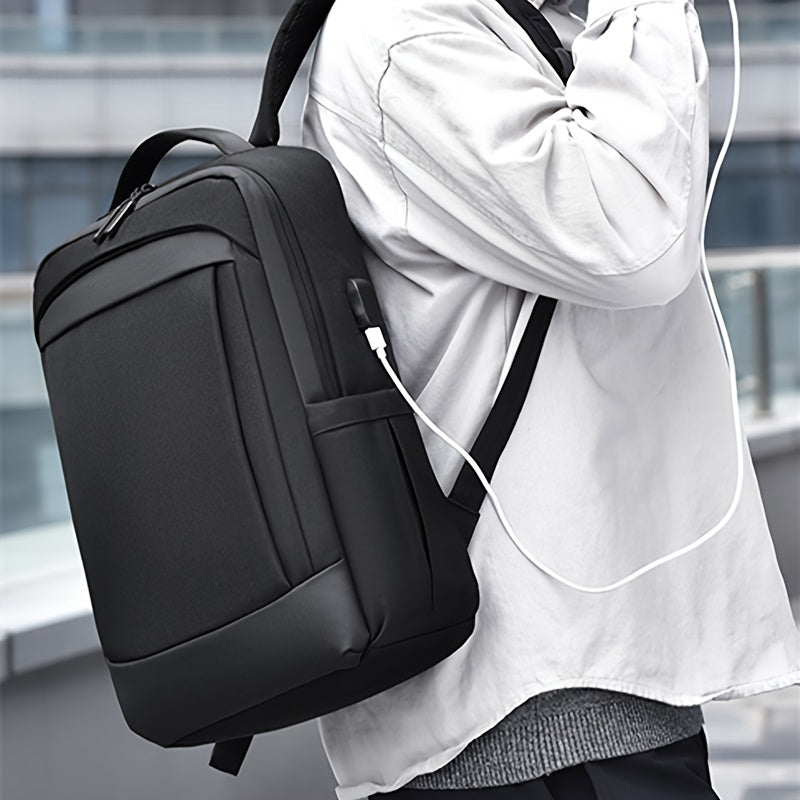 Large Capacity Laptop Backpack - Durable Oxford Fabric, Adjustable Shoulder Straps, Multiple Compartments for School, Work Travel - Black, Laptop Carrying Case, Work Commute Bag, Modern Backpack, Sturdy Construction