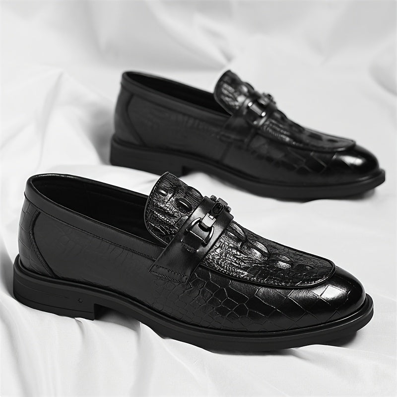 Men's Alligator Print Casual Loafers with Soft Rubber Sole
