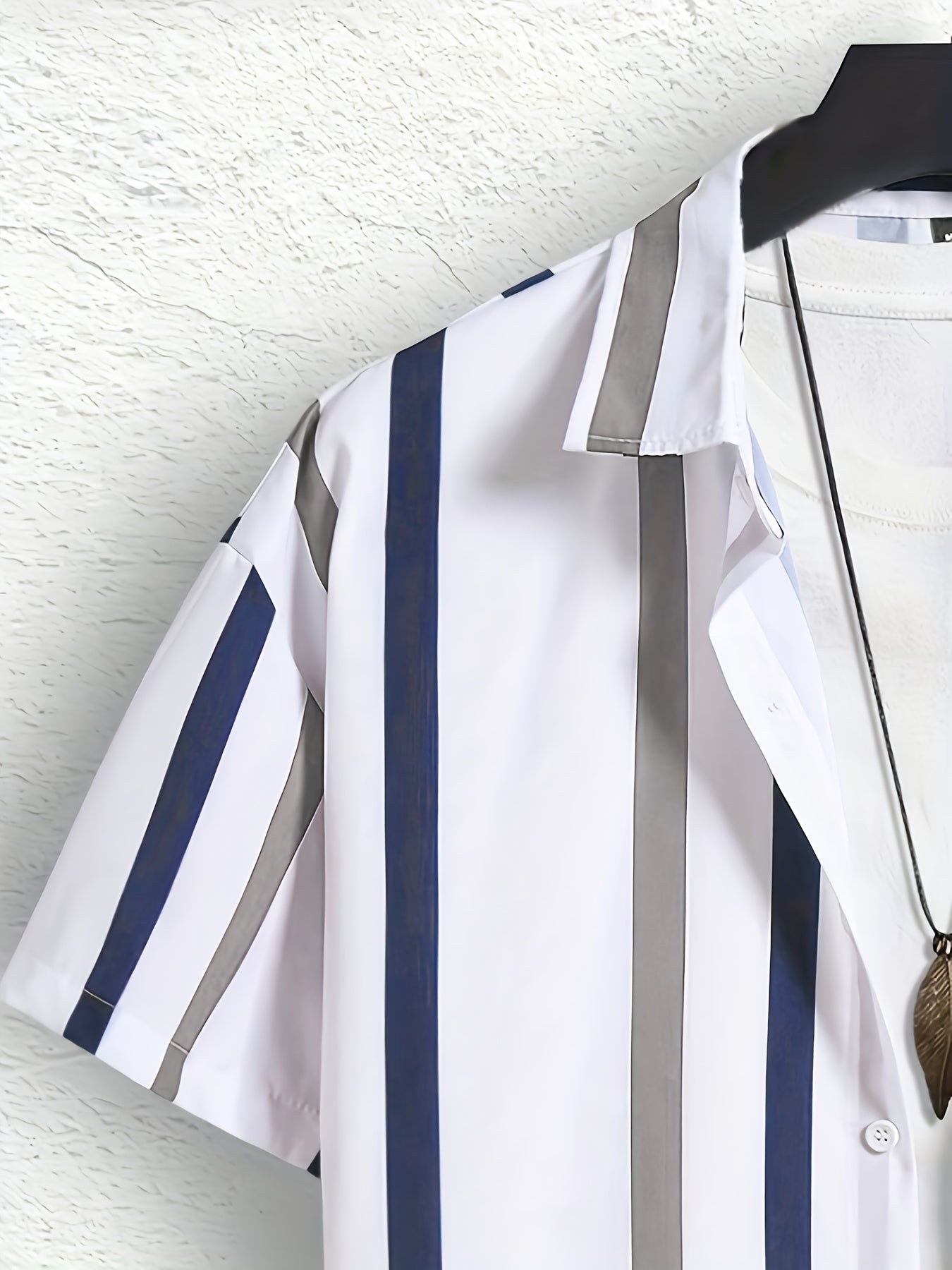 Men's Summer Casual Set: Striped Short-Sleeve Shirt & Beach Shorts