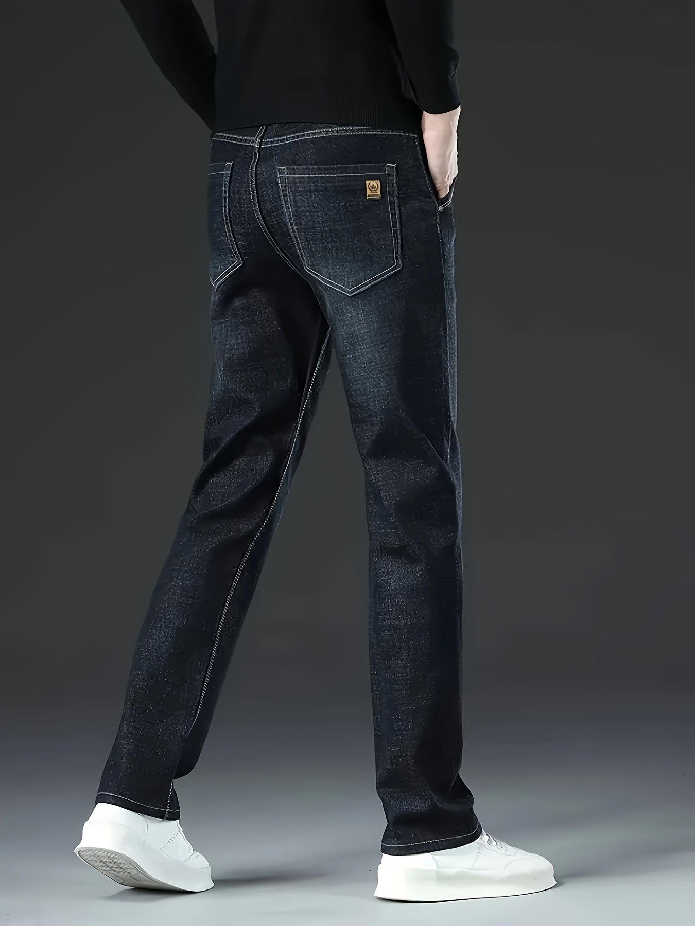 Four Seasons Regular Men's Jeans New Business Trendy Straight Jeans Fashionable Versatile Men's Elastic Jeans Very Suitable for Daily Outdoor Casual Wear Comfortable Classic Design