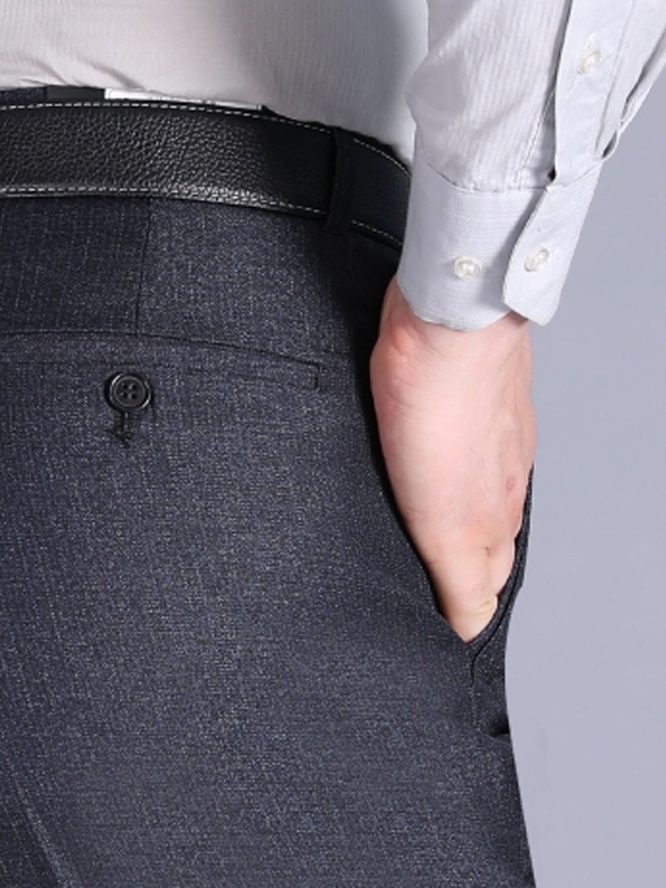 Men'S Casual Spring/Fall Polyester Solid Color Regular Fit Pants with Pocket