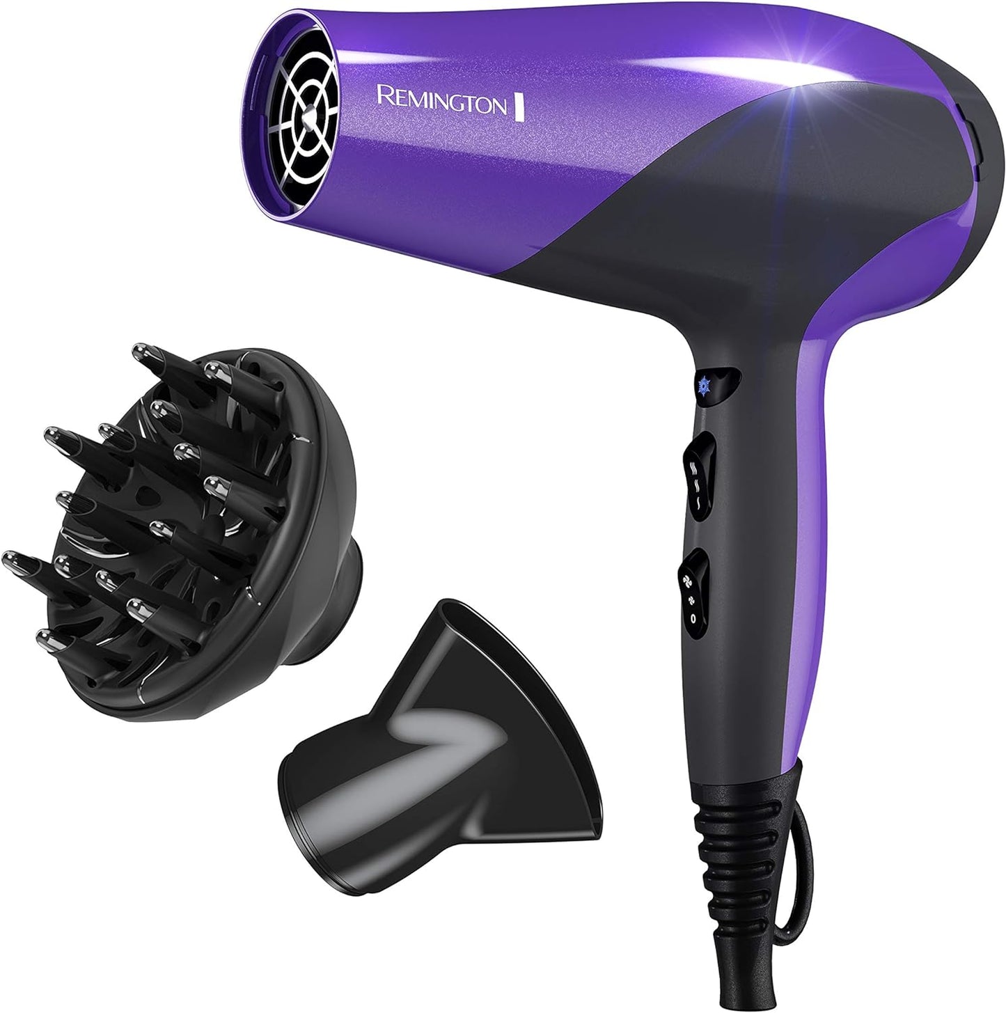 Remington Damage Protection Hair Dryer with Ceramic Ionic Tourmaline Technology, Black, Diffuser and Concentrator, 3 Piece Set