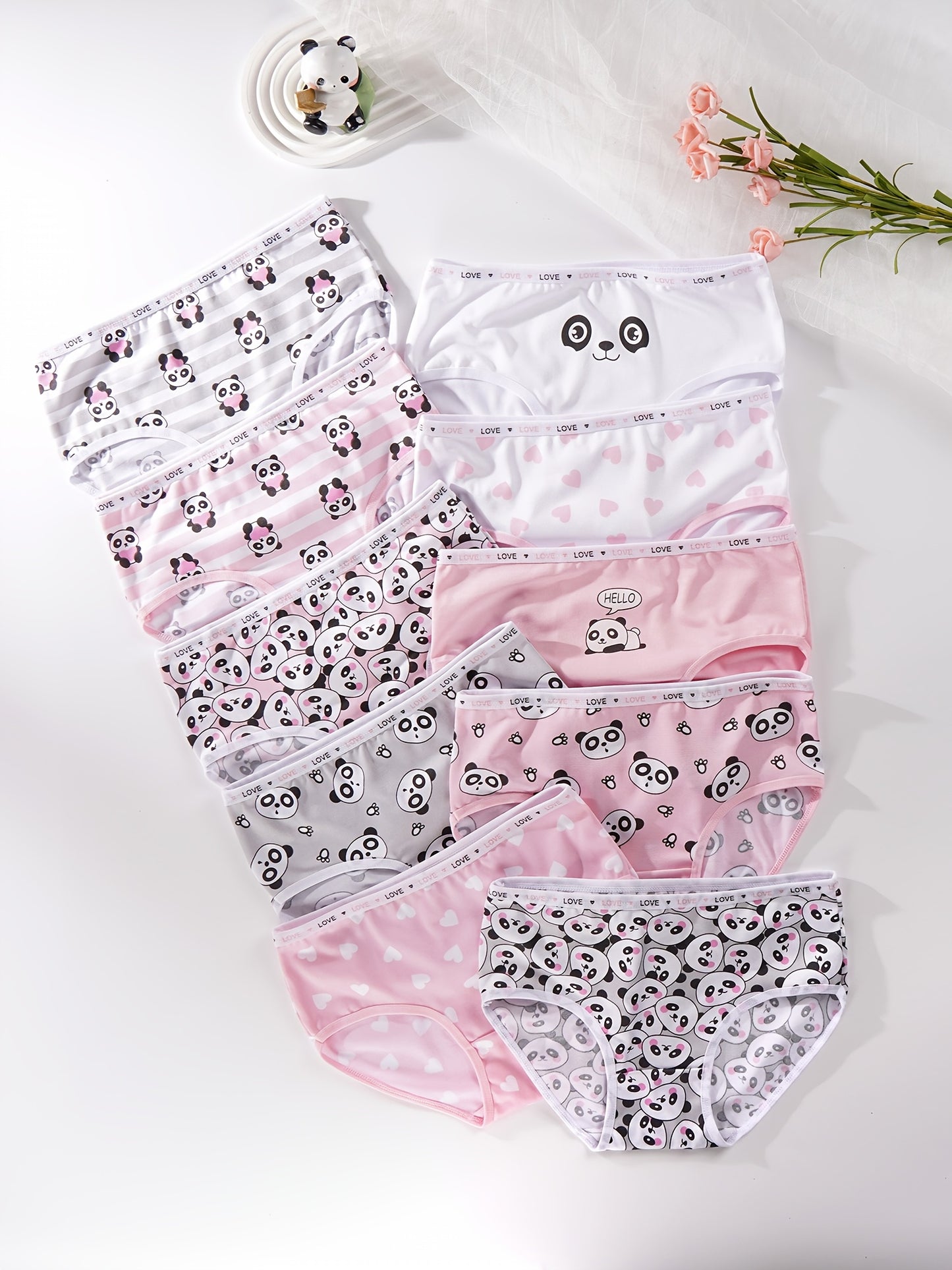Girls' 8-Pack Cotton Blend Briefs with Cute Heart Prints