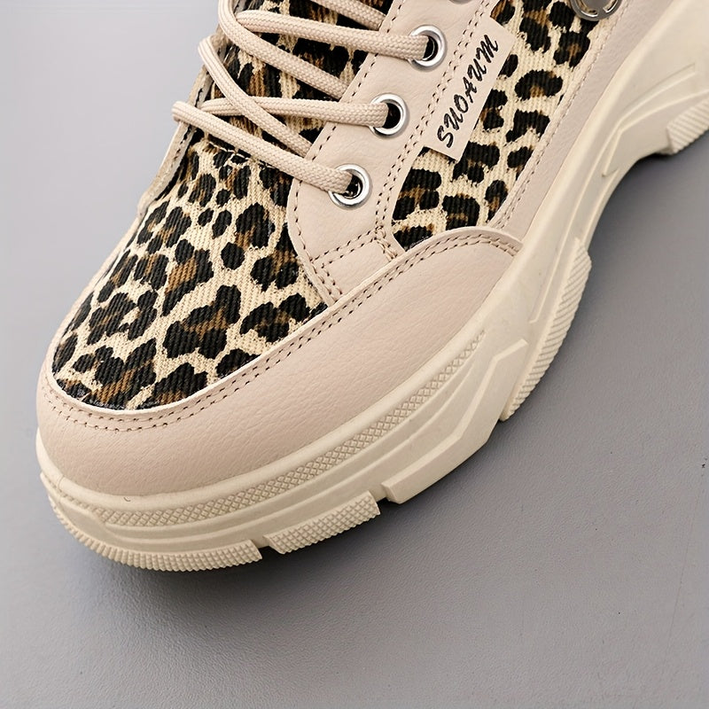 Women'S Stylish Leopard Print Sneakers - Casual, Versatile Walking Shoes for Outdoor and Fitness Activities, Lightweight and Comfortable, All-Season Use, Casual Walking Shoes Leopard Print Sneakers Comfortable Walking Sho