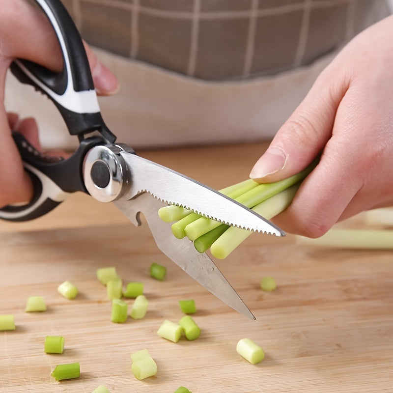 1pc, Kitchen Scissors, Poultry Shears, Kitchen Shears, Kitchen Fish Bone Scissors, Multifunctional Stainless Steel Chicken Bone Scissors For Duck Fish, Food Scissors, Kitchen Meat Scissors, Nut Opener, Bottle Opener, Kitchen