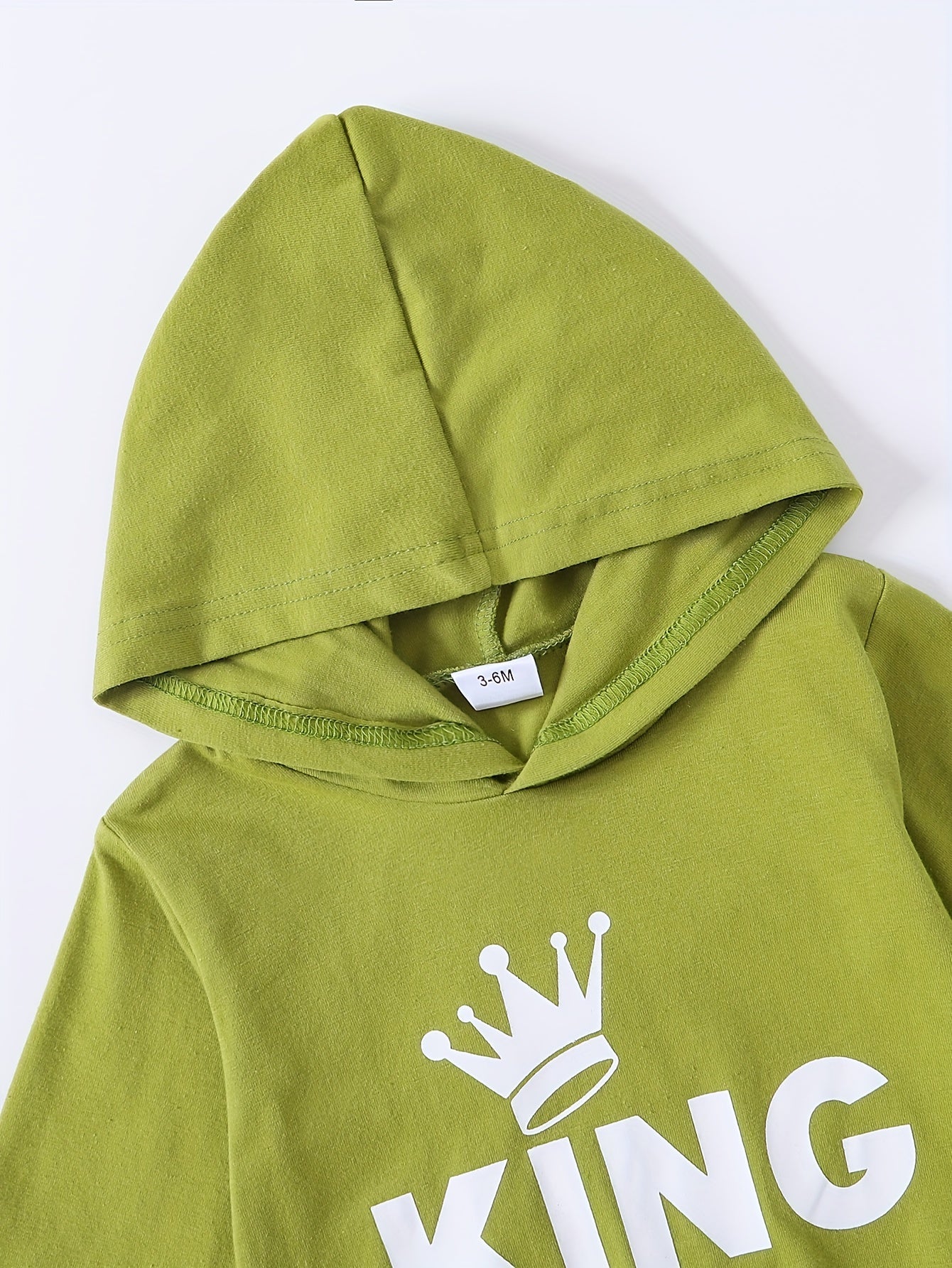 2 հատ Baby Boy's Casual Fashion Outfit Hooded KING Print երկարաթև մարզաշապիկ + շալվար բացօթյա հավաքածու