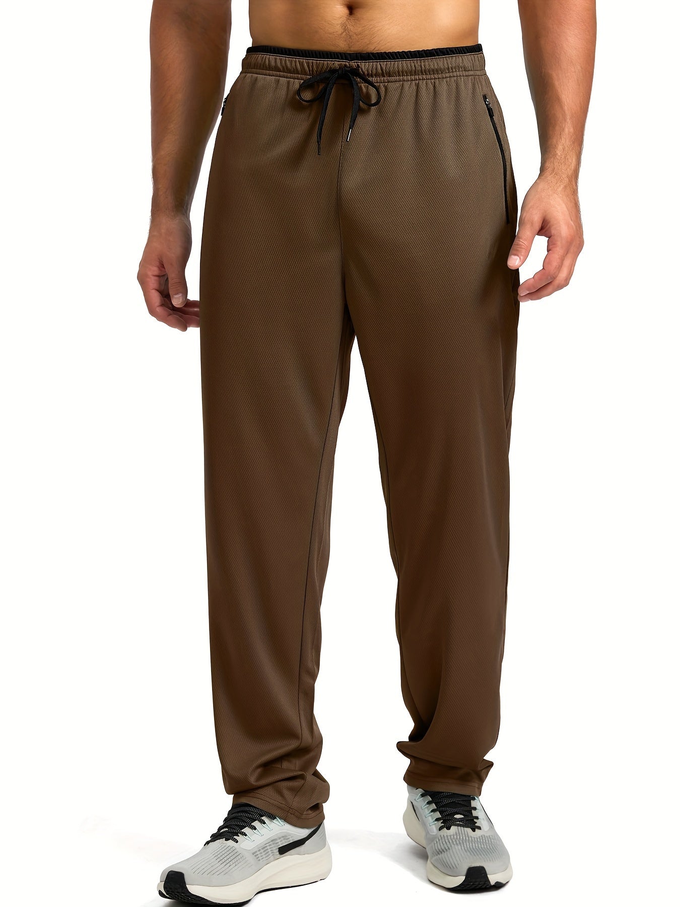 Men's Sports Pants With Drawstring And Zippered Pockets, Lightweight And Breathable Bottoms For Running/Casual Wear