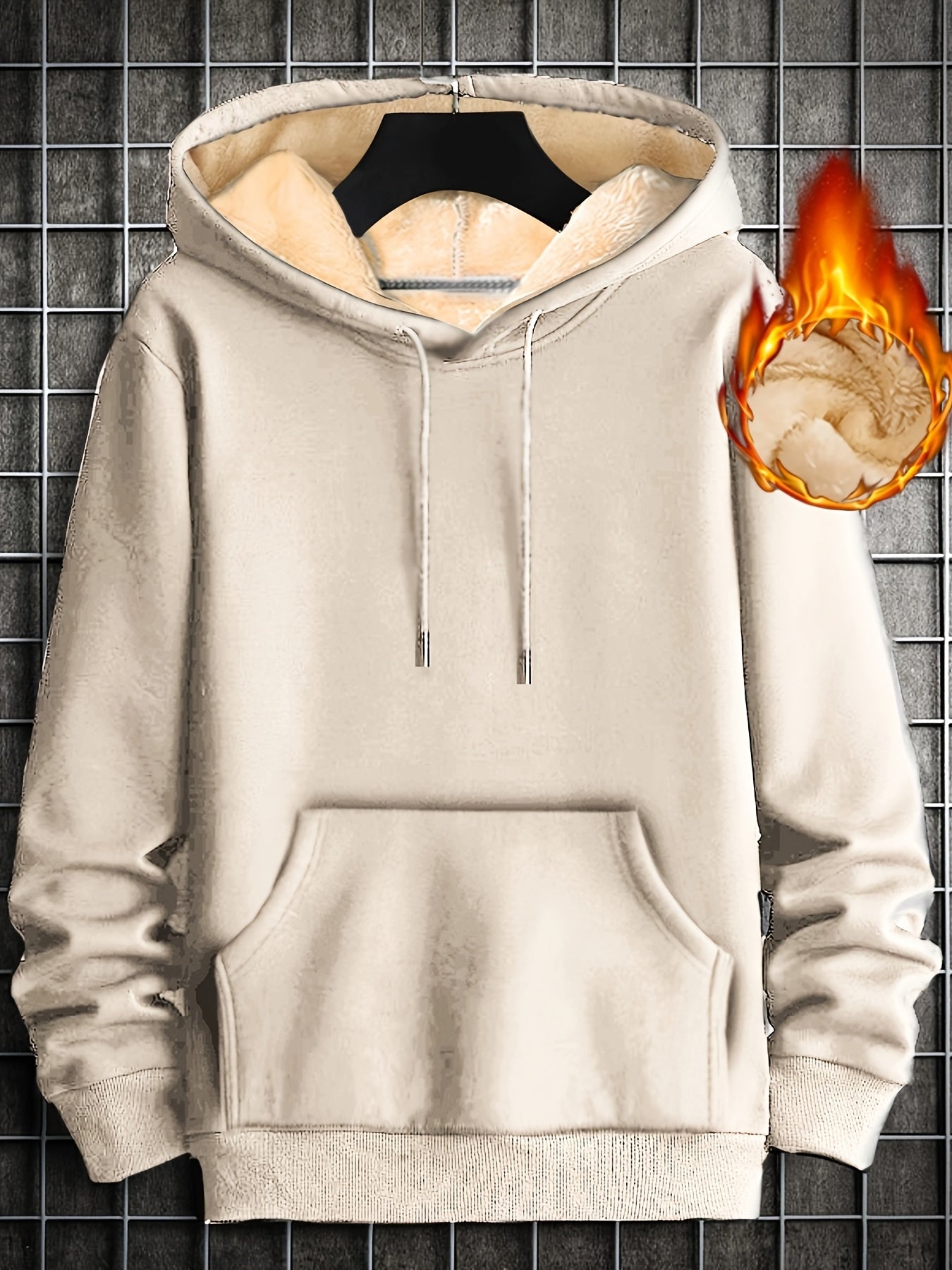 Men's Fleece-lined Cozy Hooded Sweatshirt With Drawstring And Kangaroo Pocket, Men's Hoodie For Winter Outdoor