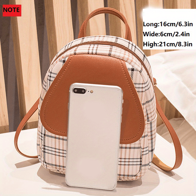 Adjustable Strap Grid Backpack, Cute Backpack, Zipper Casual Shoulder Bag, Card Wallet, Casual Phone Pouch, Leisure Camera Bag, Coin Purse, Key Pouch, Shoulder Bag, Crossbody Bag, Convertible Backpack.