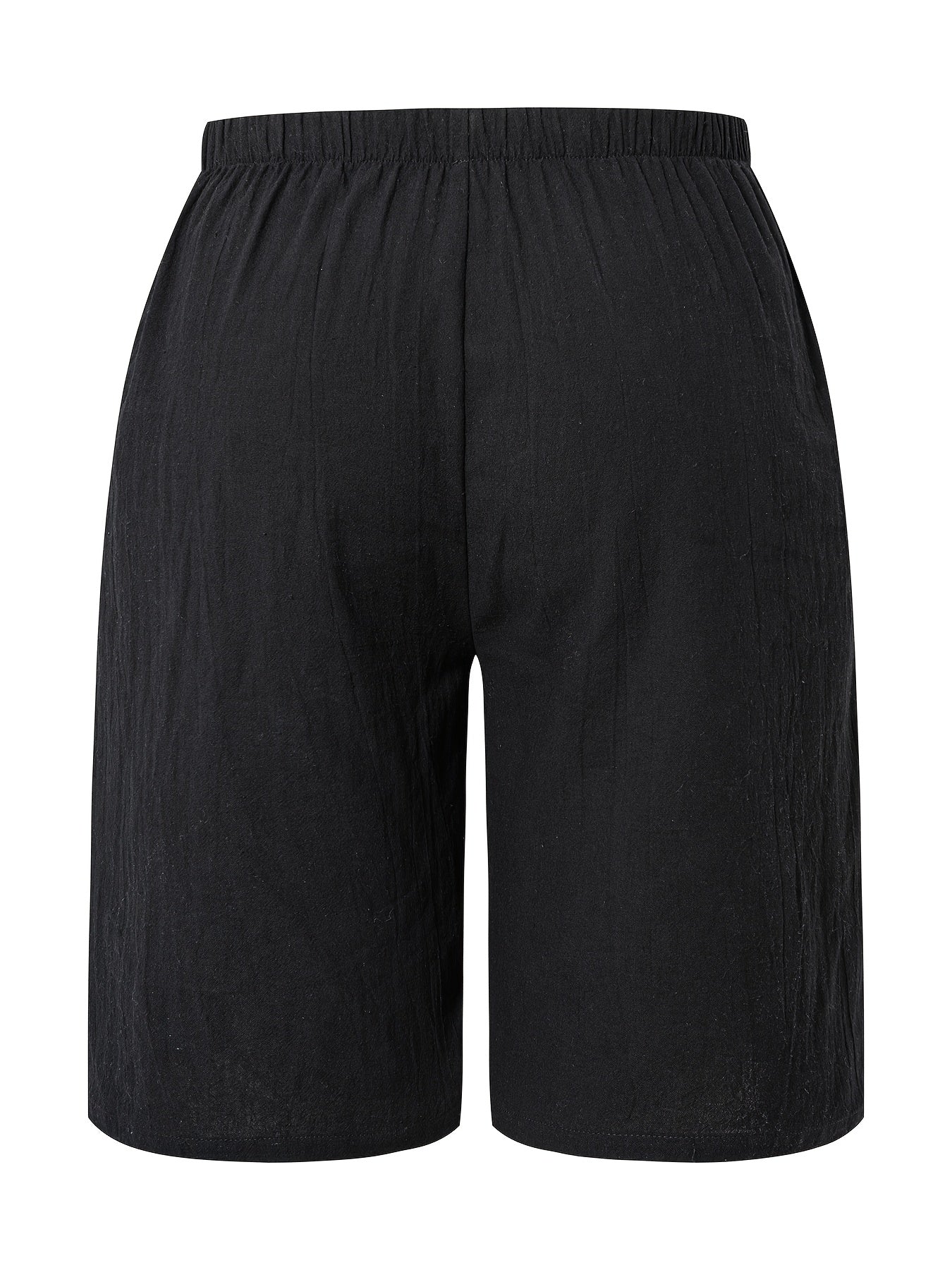 Labelled Women'S Shorts with Faux Drawstring, Solid Color Beach Pants.
