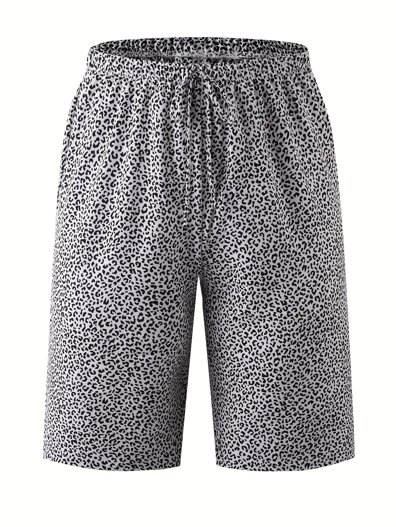 Plus Size Women's Lightweight Beach Shorts - Casual Blue and White Floral Print, Drawstring Waist, Polyester, Machine Washable, Knee-Length with Pockets