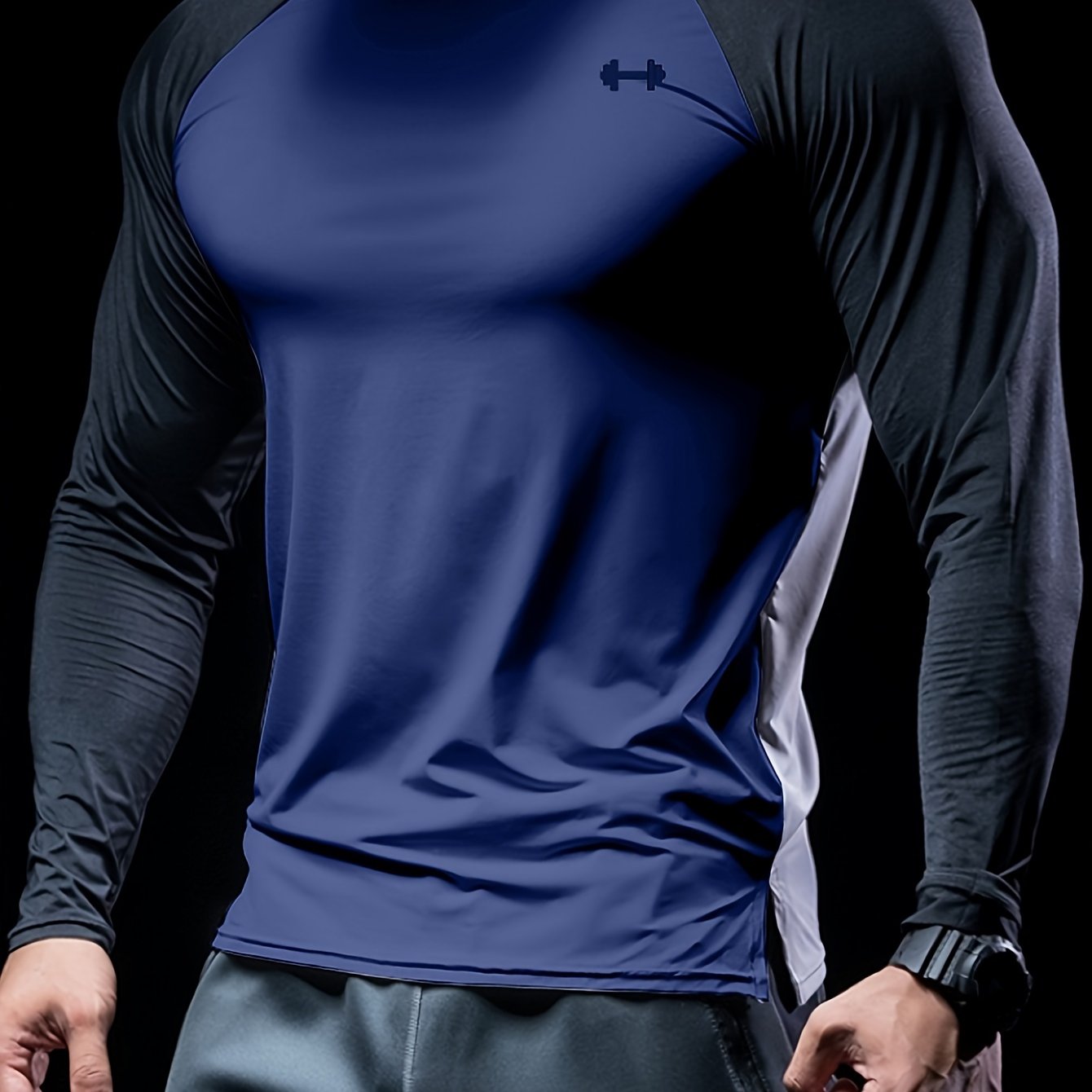 Տղամարդկանց Color Block Athletic Muscle Fit շապիկ, տղամարդկանց շնչառական կոմպրեսիոն շապիկ, հարմարավետ վերնաշապիկ ամառային սպորտի համար