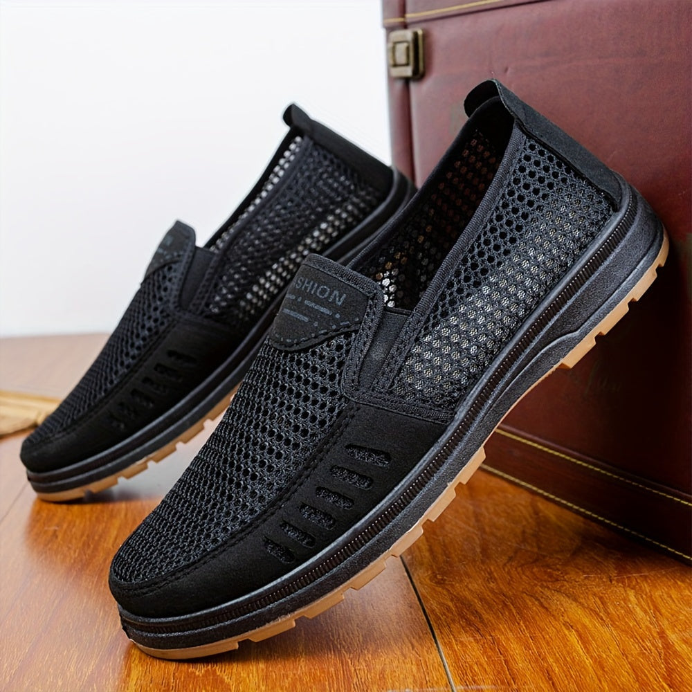 Men's Breathable Mesh Slip-On Sneakers - Non-Slip, Comfortable Casual Shoes with Soft Rubber Sole for All Ages