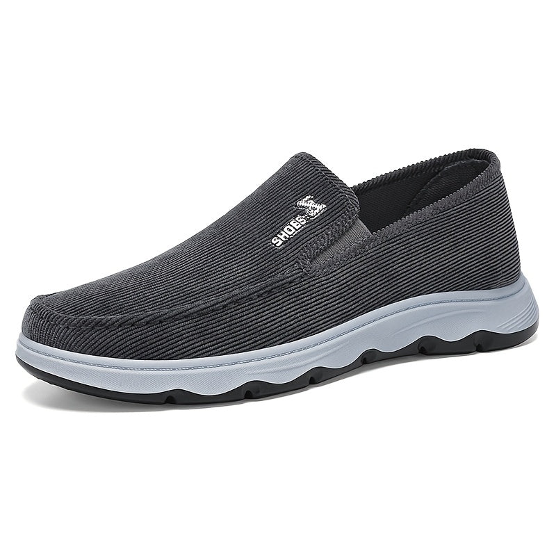 Men's Lightweight Breathable Canvas Loafers - Slip-On Casual Shoes for Walking, Driving & Outdoor Activities, Brown Fabric Upper with Rubber Sole, Comfortable and Stylish Design