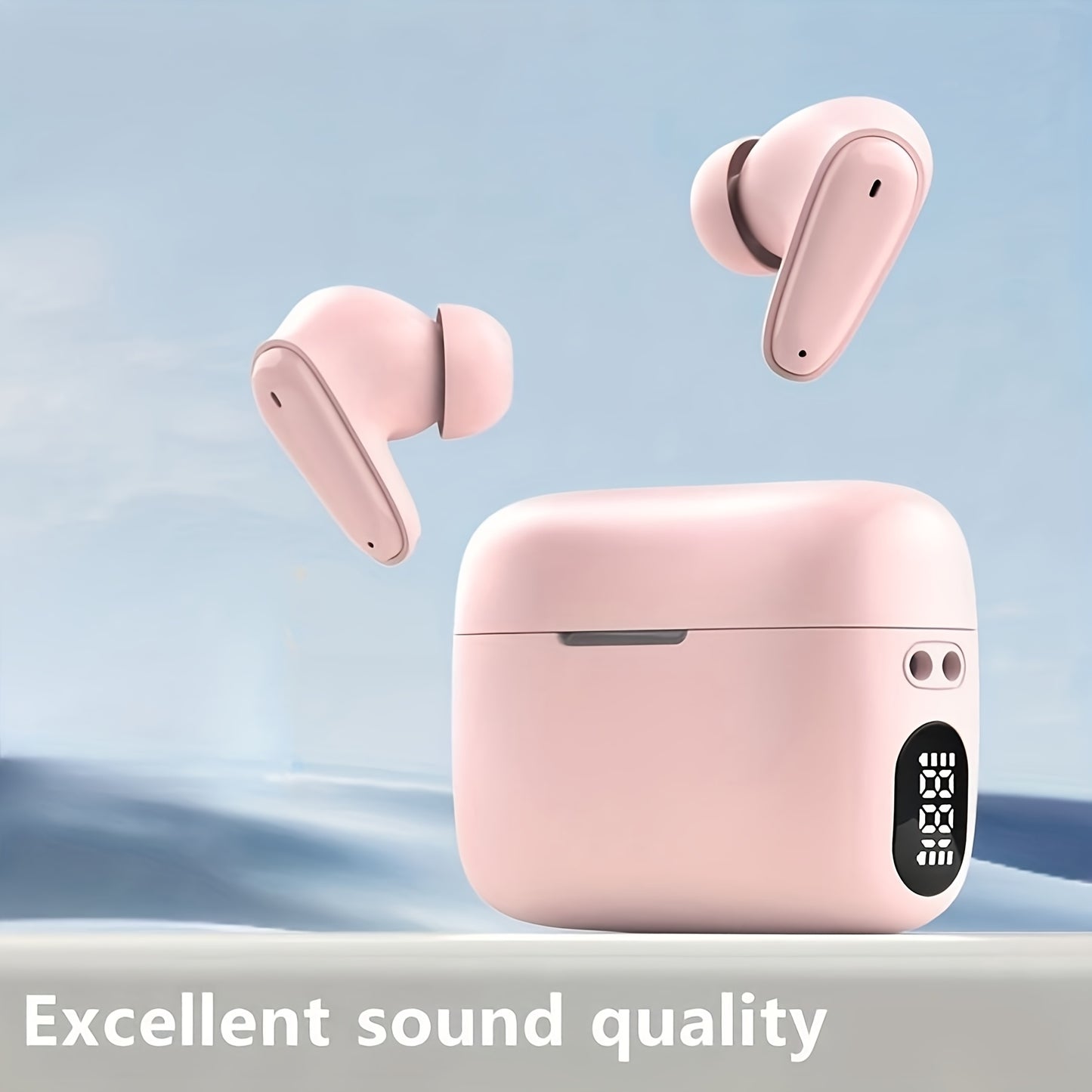 Wireless Earphones with LED Digital Display, Dual Microphones for High-Definition Sound Quality, Comfortable Fit with Wireless Charging Case, Suitable for Sports And Exercise, Compatible with Apple And Android