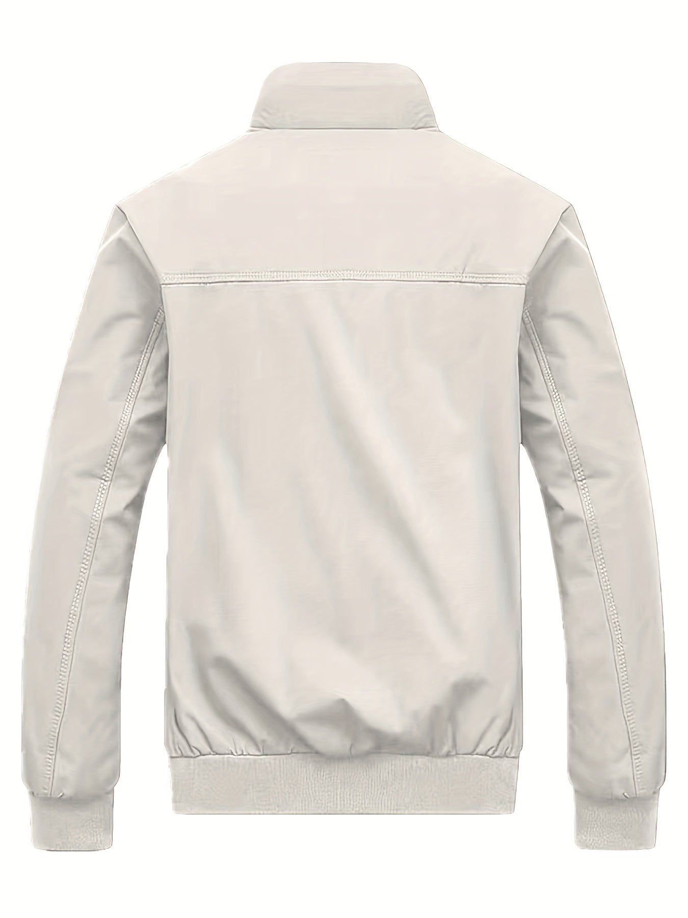 Men's Long Sleeve Zip Up Stand Collar Coat, Business Stand Collar Jacket With Zipper Pockets, Spring Autumn Men's Clothing