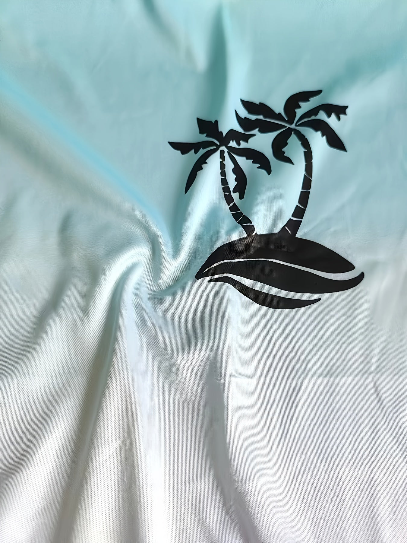 Men's Casual Summer Set: Coconut Tree Print T-Shirt & Drawstring Shorts - Breathable Polyester, Machine Washable