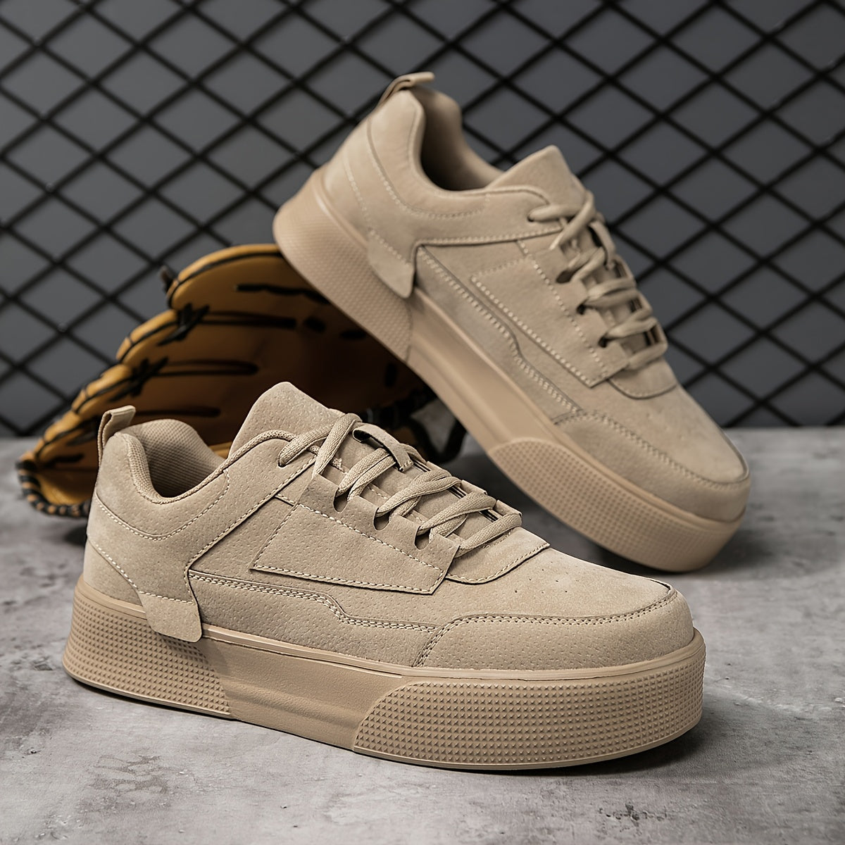 1pair Men'S Classic Solid Grey Skateboard Sneakers, Casual Street Style Lace-Up Running Shoes, Lightweight Stability Low Top with Faux Upper, Fabric Inner & EVA Sole for All-Season Outdoor Activities