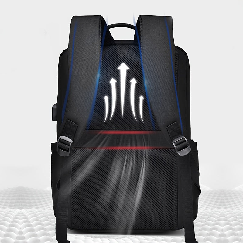 Large Capacity Laptop Backpack - Durable Oxford Fabric, Adjustable Shoulder Straps, Multiple Compartments for School, Work Travel - Black, Laptop Carrying Case, Work Commute Bag, Modern Backpack, Sturdy Construction