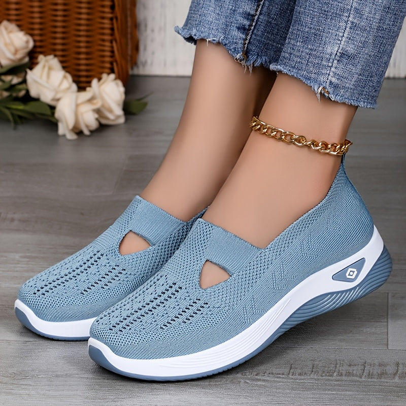 Women’s Lightweight Knit Sneakers with Cut-Out Design, All-Season