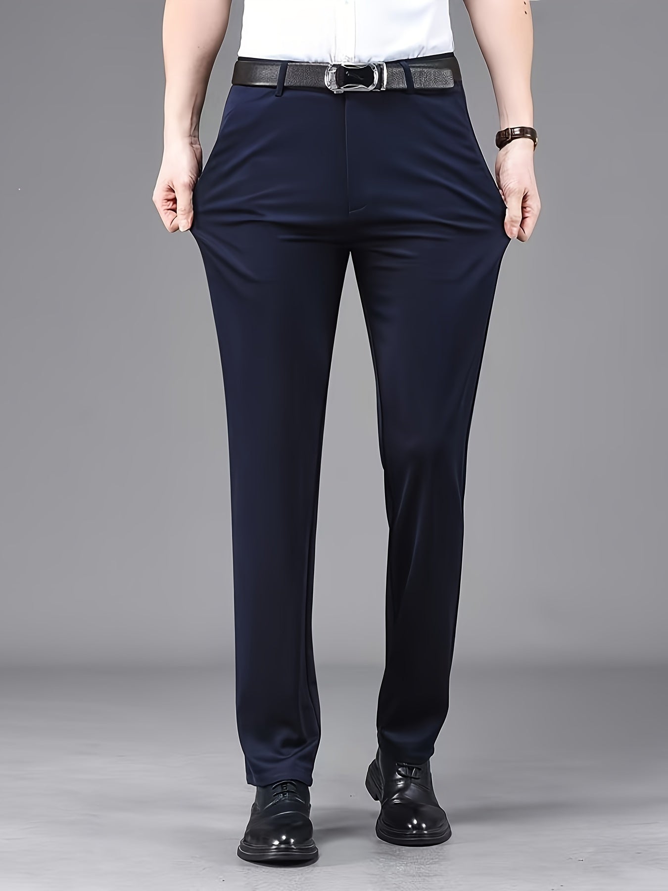 Men's straight-leg suit pants, which can be used as professional formal wear or thick casual pants for autumn and winter.