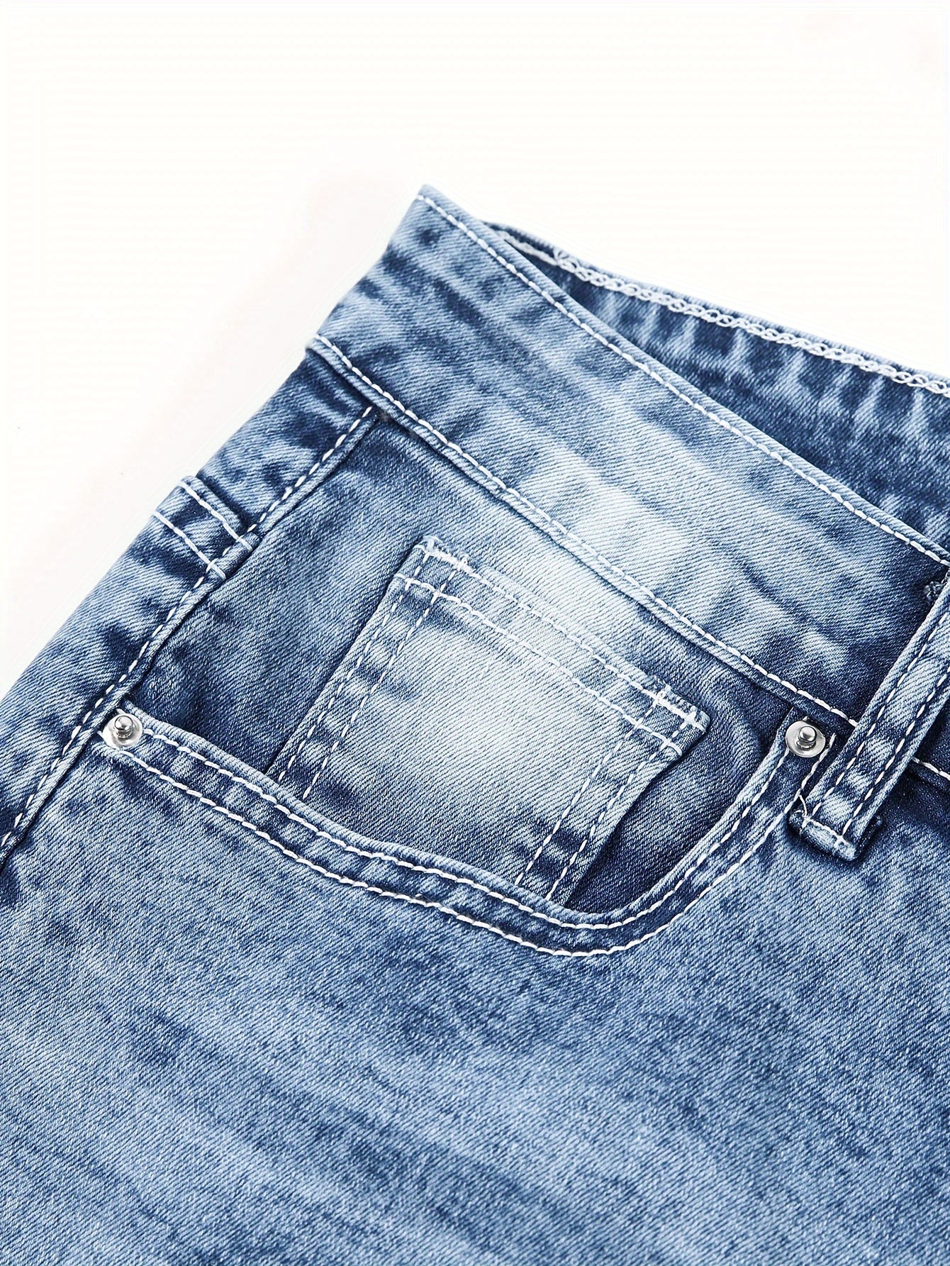 Men's Casual Slim Fit Stretch Jeans, Chic Street Style Distressed Denim Pants