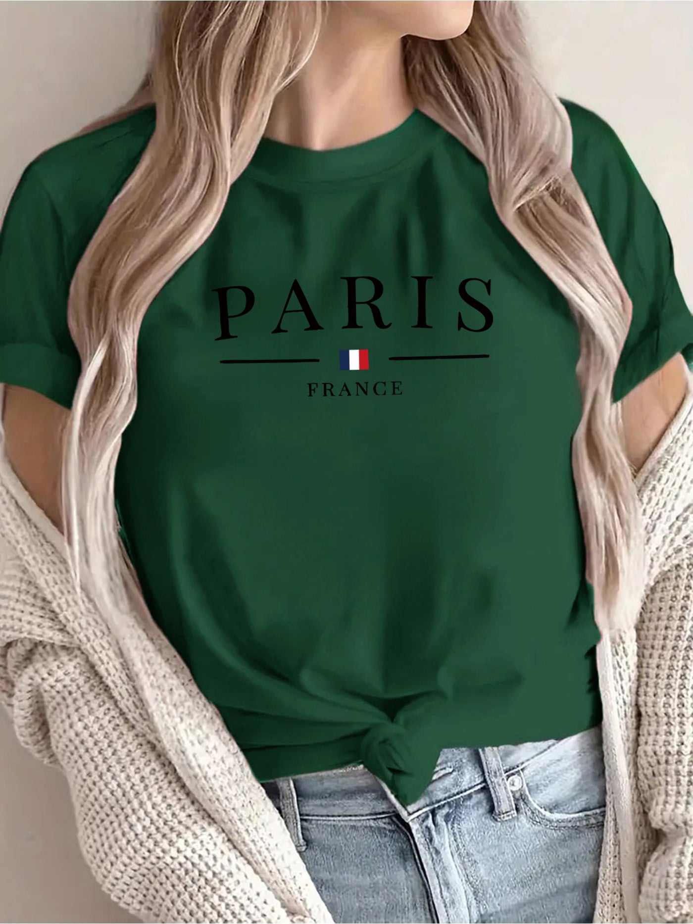 New Arrival: Paris Creative Letter Pattern Printed T-Shirt, Suitable for Women'S Casual Wear, Vacations, Short Sleeves, Round Neck, Spring And Summer, Machine Washable, New Women'S Clothing, Versatile for Outings And Sports.