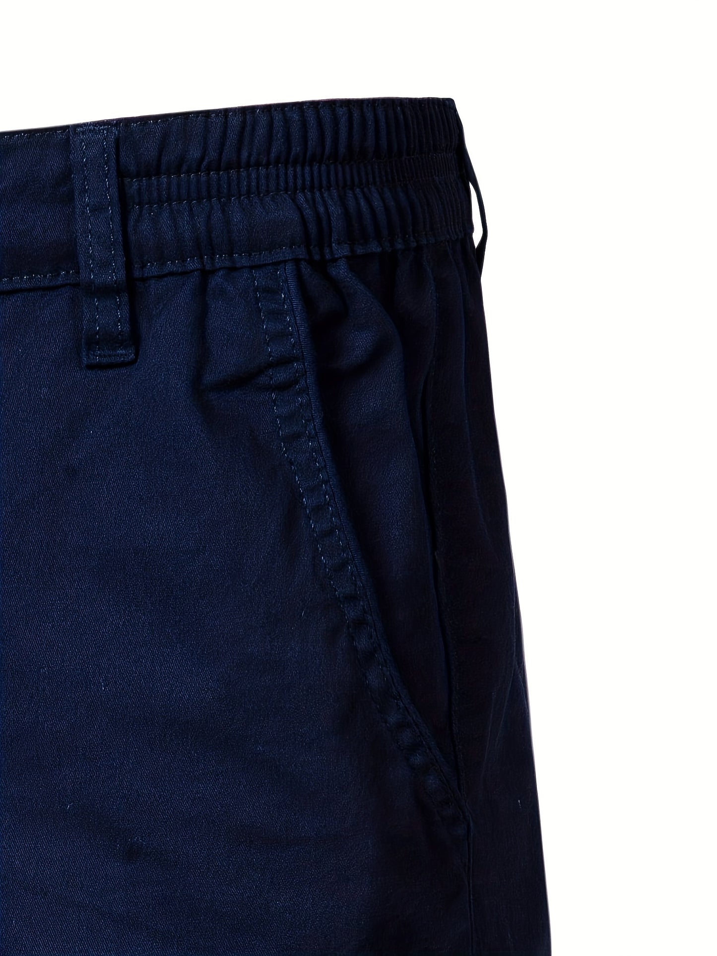 Men's Classic Fit Cotton Twill Flat Front Solid Chino Short With Slant Pockets And Elastic Waist