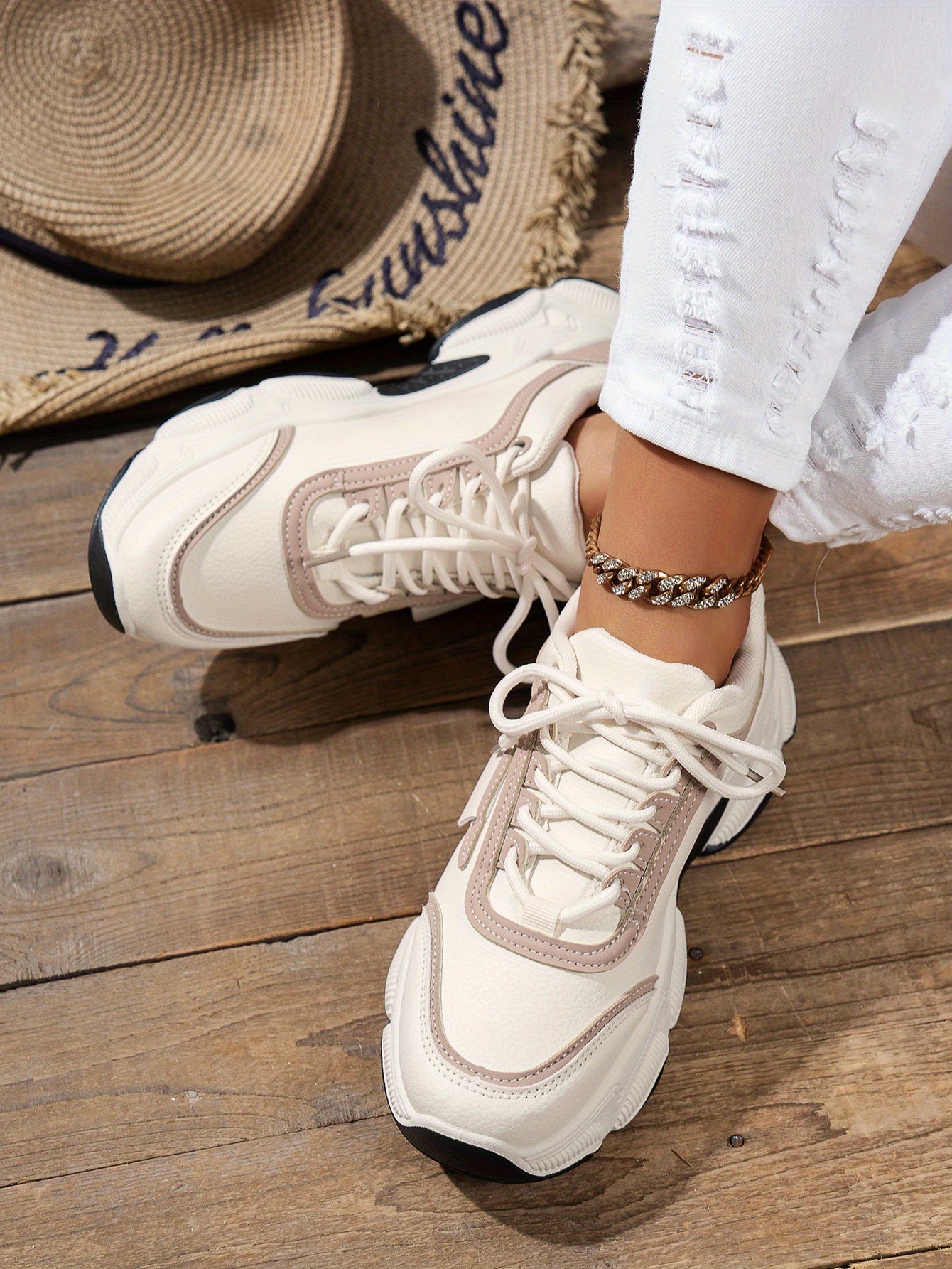 2025 New Arrival Women'S Low Top Round Toe Lace Up Synthetic Casual Sports Shoes, Waterproof Mesh Upper, Rubber Sole, Fabric Insole and Inner Material, with Hand Wash or Professional Dry Clean Operation Instruction, for Sprin