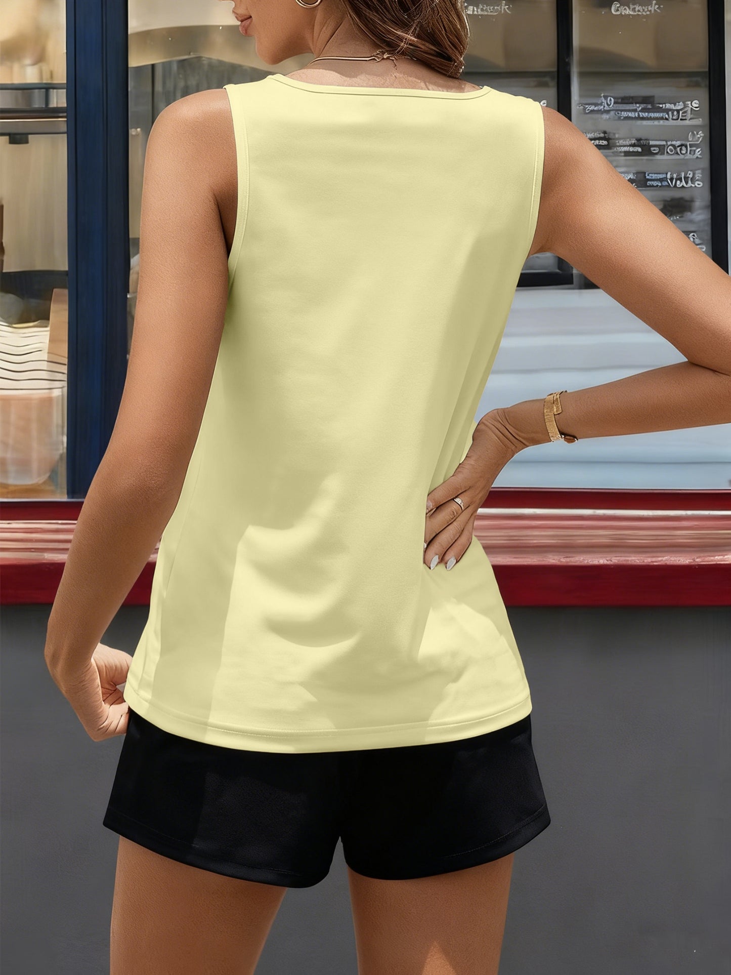 Women's Y2K Geometric Tank Top & Shorts Set, Spring-Summer