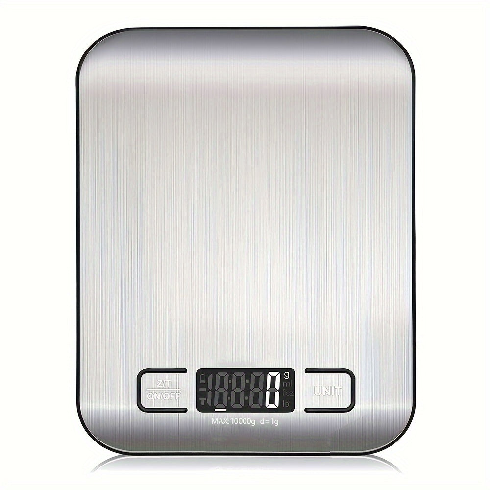 1pc High-Precision Digital Kitchen Scale, 22lb/10kg Capacity, Stainless Steel with LCD Display, Tare Function, Easy Clean, 6 Unit Measurements (g, oz, lb, kg, lb-oz), Ideal for Baking, Cooking, Coffee, and Packaging