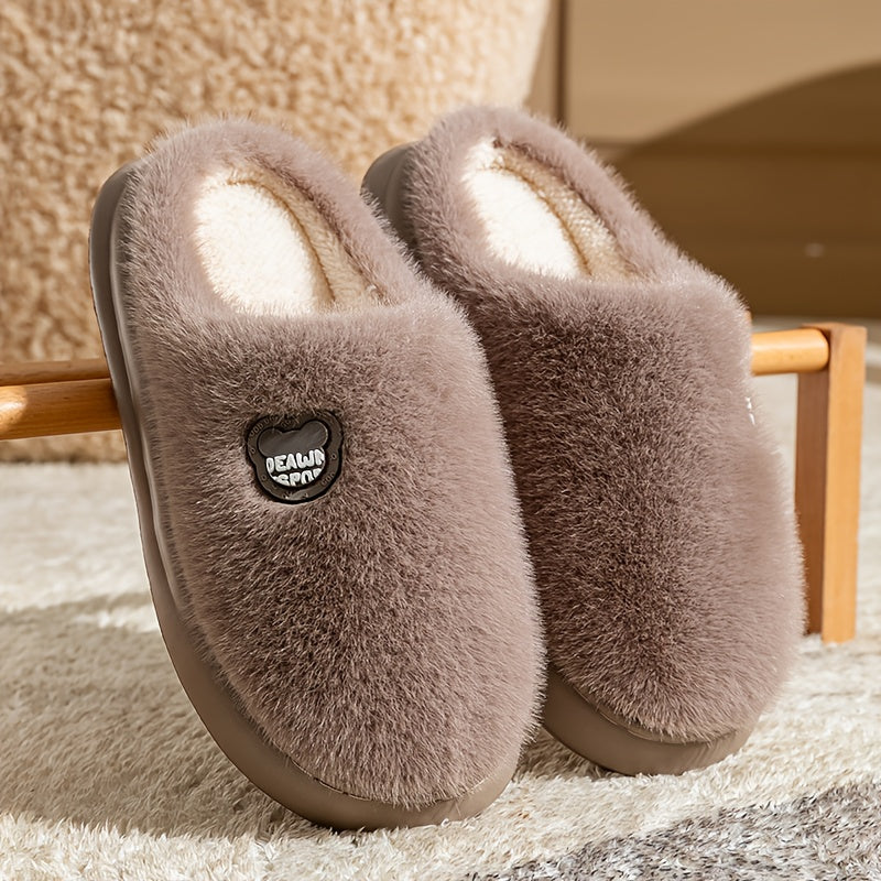 Cozy Plush Slippers for Men & Women - Winter Warm Indoor House Shoes with Non-Slip EVA Sole, Thick Cushioned Lining & Soft Round Toe - Unisex Slip-On Slippers for Home, Lounge, Bedroom (Men's & Women's Design), Slippers for G