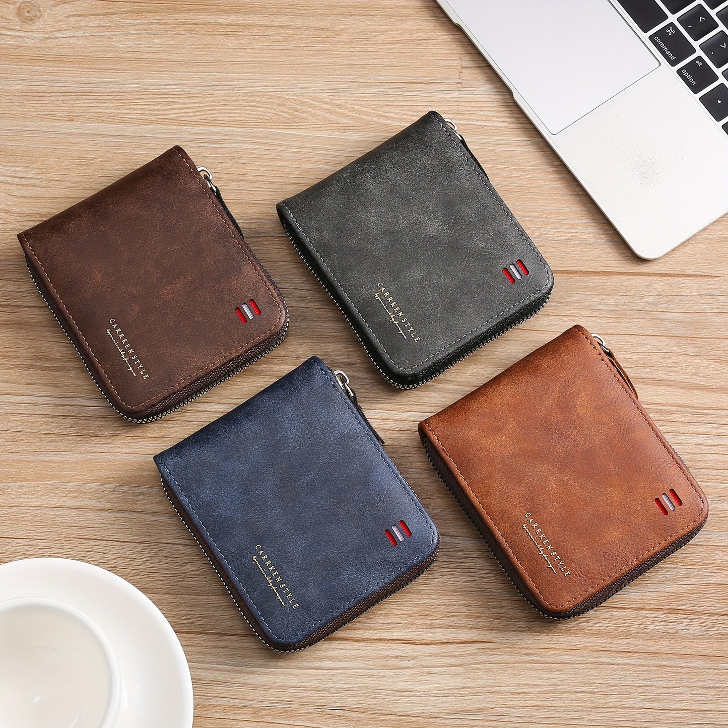 Men's Zipper Short Wallet, Multi-card Card Holder, PU Leather Bifold Wallet Money Clip With Coin Pocket, Gift For Men