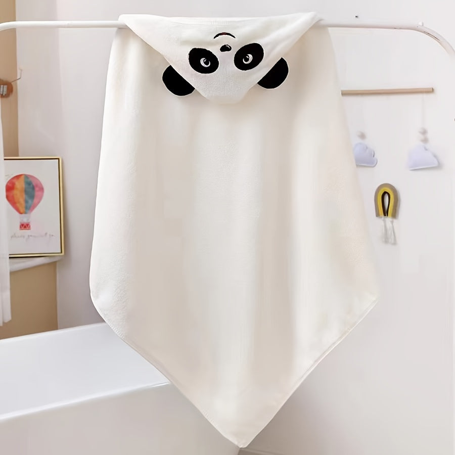 Ultra-Soft Coral Fleece Youngsters' Hooded Bath Towel with Cute Cartoon Animal Design - Absorbent & Skin-Friendly, Perfect for Swimming and Bathing